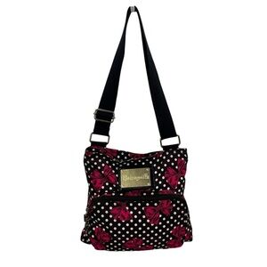 Betseyville Black Polkadot Pink Bows Nylon Crossbody Bag